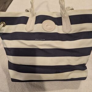 Dooney & Bourke Navy Blue And White Striped Tote
